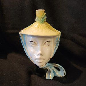 VINTAGE  ITALIAN WOMAN'S HEAD VASE BOTTLE DECANTER